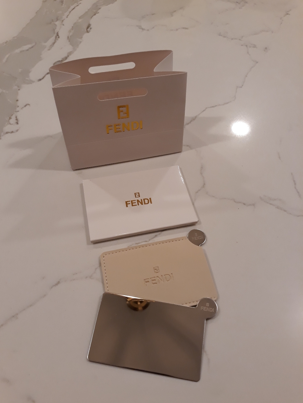 Fendi Mirror and Beige Case Holder